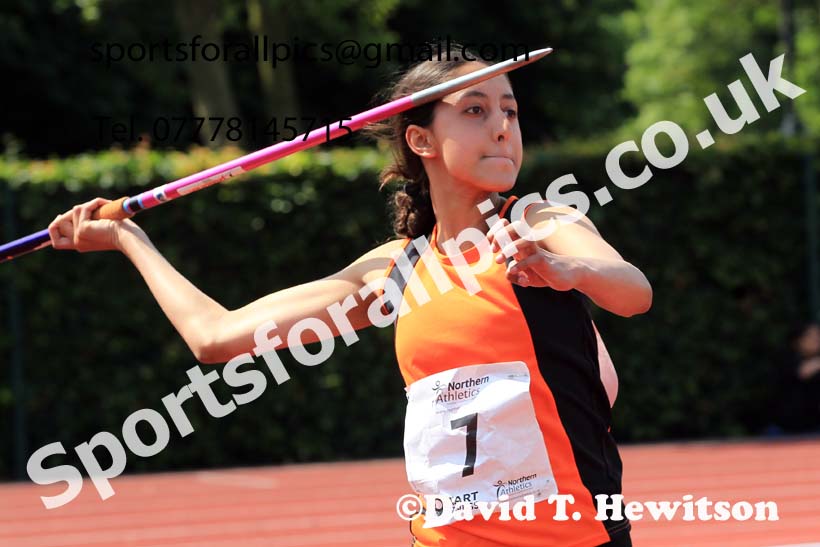 Girls Under-15s Javelin, 2022 Northern Inter Counties U17s and U15s Track and Field, York, Thursday, June 2nd. Photo: David T. Hewitson/Sports for All Pics